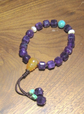 老紫水晶方棱贸易手串8mm