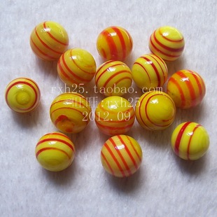 丝带款16mm奶油黄精彩玻璃球装饰弹珠儿童玩具跳棋子花瓶鱼缸配饰