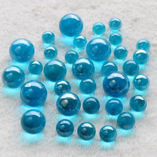 玻璃珠至爱湖蓝色玻璃弹珠海蓝色玻璃球花瓶鱼缸装 饰多种形状波子
