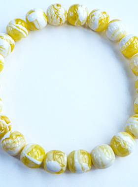 同料老型手串 10mm俄料漆瓷橘底花蜡同料老型手串， 重：13.42克