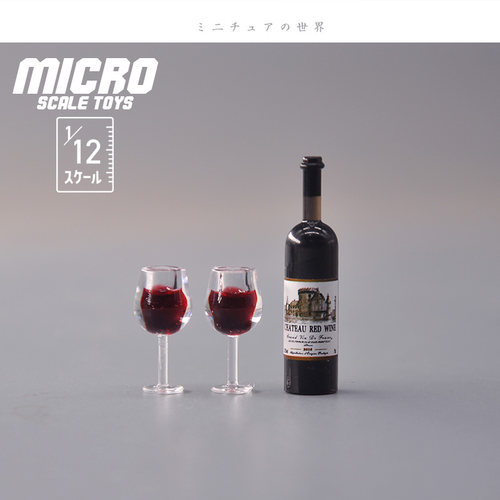 Dollhouse娃娃屋模型 1/12分食玩场景配件 红酒杯葡萄酒微缩模型