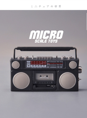 Dollhouse娃娃屋模型 1/12分食玩场景配件 复古录音机做工超好