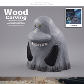 哥谷 亚美 大师手工雕刻实木收藏 姆明一族小河马 外贸出口木雕