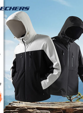 斯凯奇潮流撞色拼接三合一连帽外套男女同款加绒外套P425U072