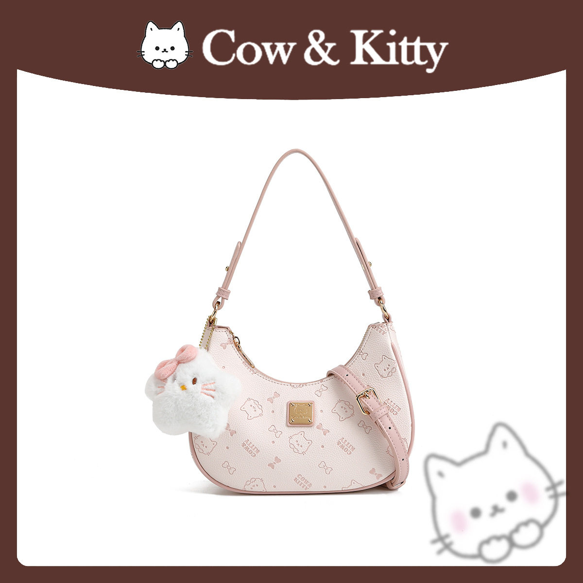 正品Cow&Kitty经典印花单肩包手提单肩包可爱腋下包百搭斜挎女包