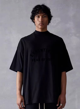 潮廷Fear Of God FOG Essentials 23新款半高领圆弧形logo短袖T恤