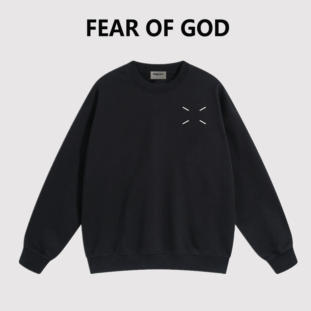 ESSENTIALS简约四角标圆领卫衣男