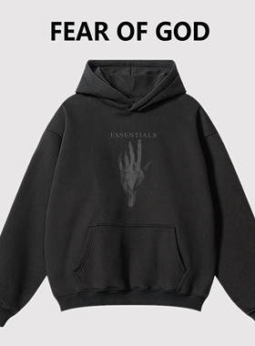 ESSENTIALS复线FOG潮牌手掌印花男女情侣秋冬连帽卫衣帽衫外套潮