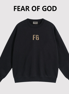 ESSENTIALS植绒FG字母圆领卫衣男女FOG美式潮牌高街宽松情侣上衣