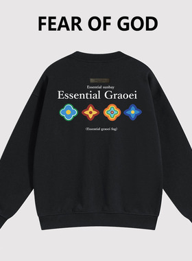 ESSENTIALS美式四时花境印花秋冬高街嘻哈情侣加绒圆领卫衣男女潮