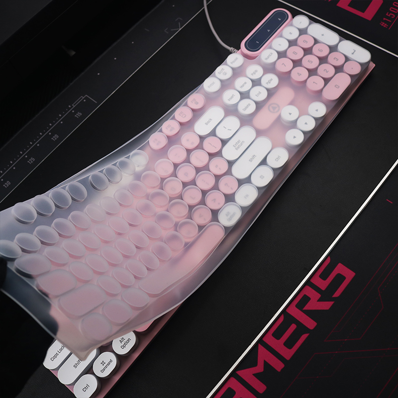 天翅全覆盖键盘膜适合银雕K600朋克圆键帽键盘保护膜防尘防水套