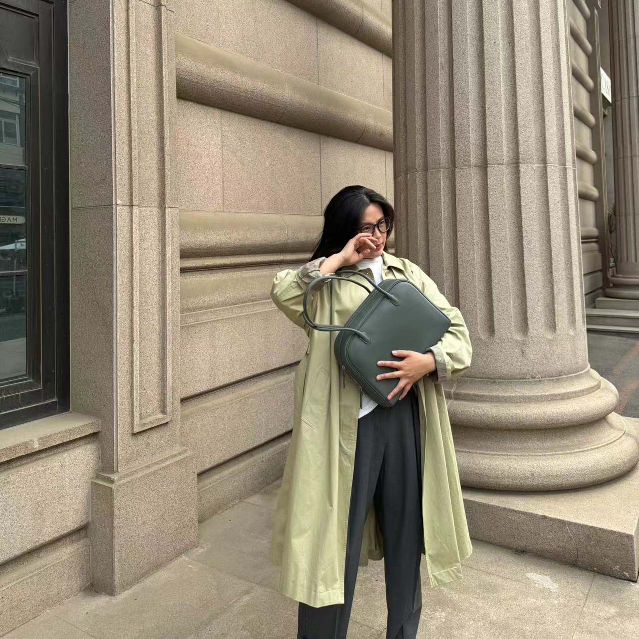 大号长柄方包文艺老电影oldmoney知识份子风格通勤头层牛皮单肩包