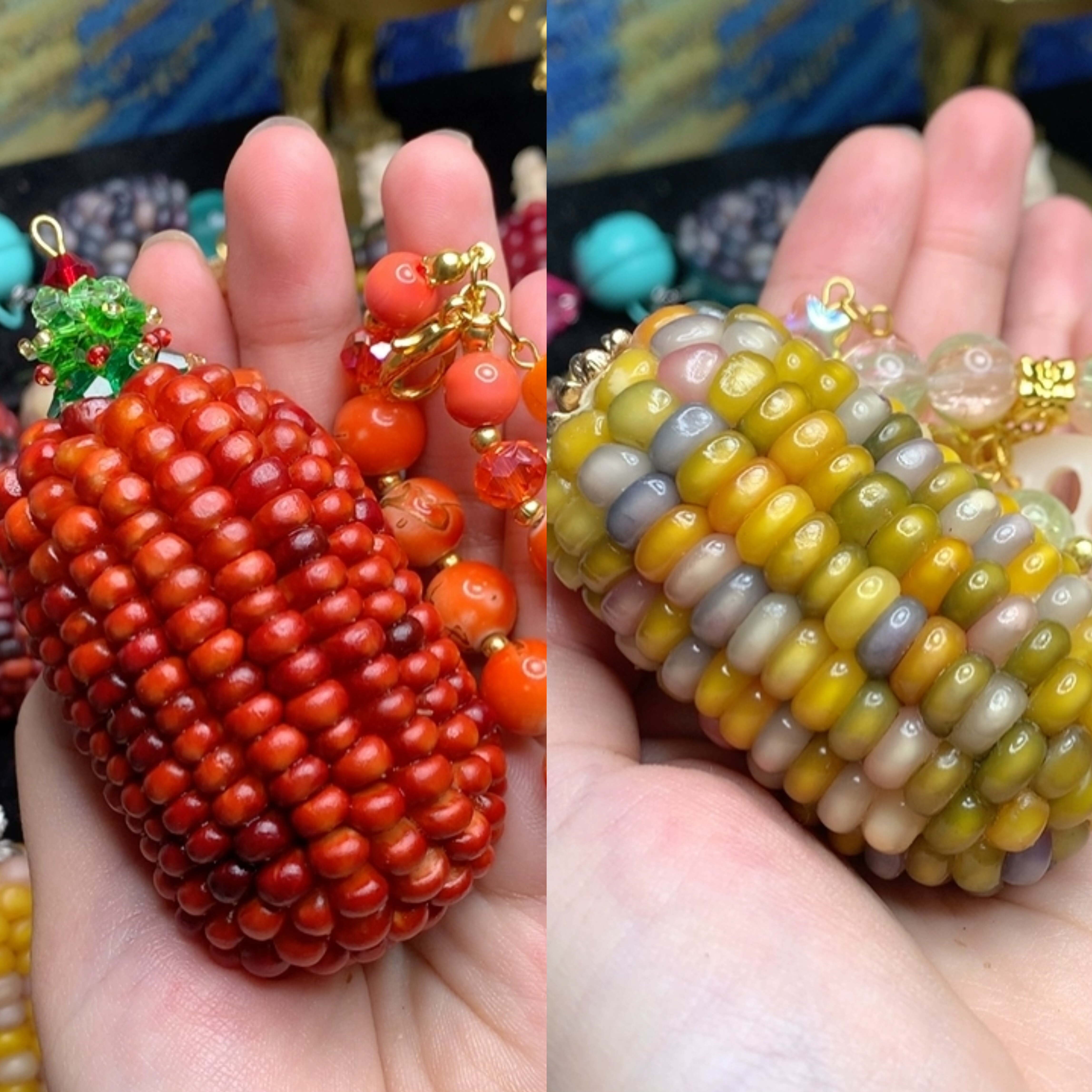 天然文玩玉米手把件盘玩玉米把玩件文玩盘玉米盘玩手串玉米挂件