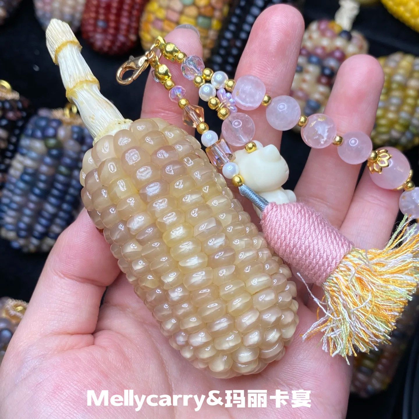 天然文玩小玉米菩提车挂