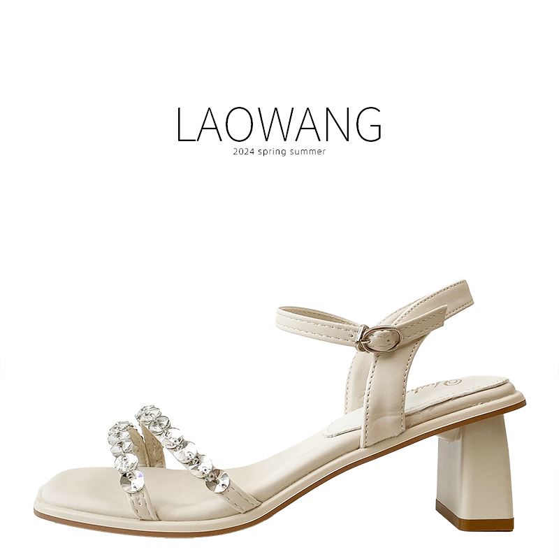 商场同款2025夏季新款女鞋仙女风法式一字扣带粗跟气质配裙子凉鞋