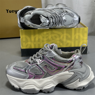 月芽儿正品厚底老爹鞋女款2026新款增高百搭显脚小轻便休闲运动鞋