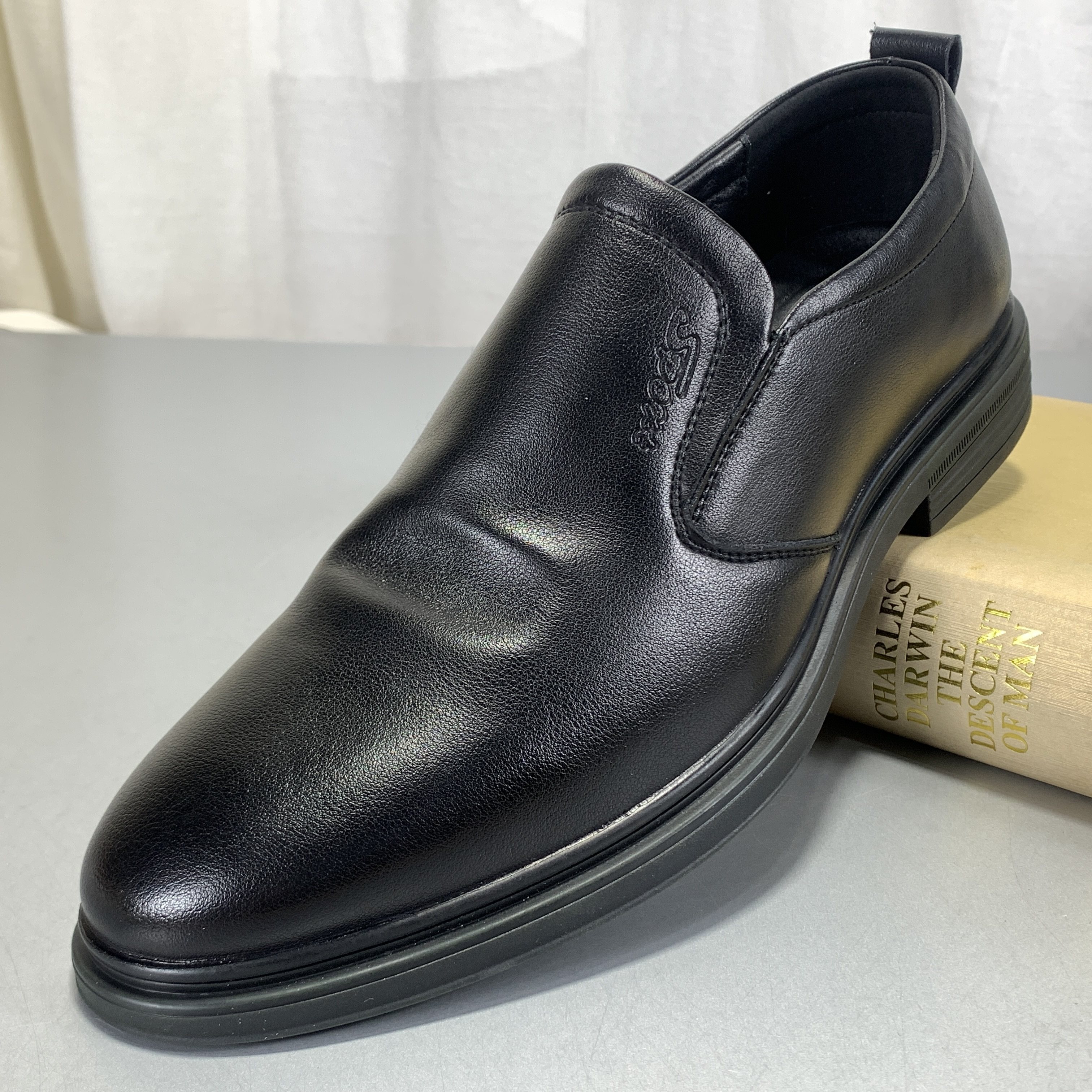 孤品44码男鞋商务休闲正装皮鞋黑色圆头一脚蹬透气软底舒适爸爸鞋,流行男鞋,正装皮鞋,淘宝优惠券,粉丝福利购,淘宝优惠卷