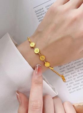 钛钢不掉色中国风平安喜乐手链女ins小众设计感轻奢精致复古手饰