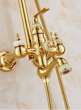 全铜欧式卫生间金色喷头淋浴器