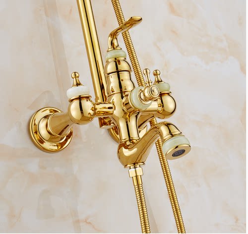 全铜欧式卫生间金色喷头淋浴器
