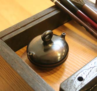 日本进口高岗铜器瓷器砚滴水滴书法毛笔书房文房用品送礼练字