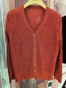 上衣薄款 天丝好看针织开衫 长袖 V领提花空调衫 外套女春秋2024新款