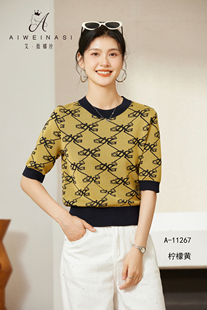 天丝优质美洋精品针织衫 上市2025年秋季 新款 艾薇娜丝设计感短袖
