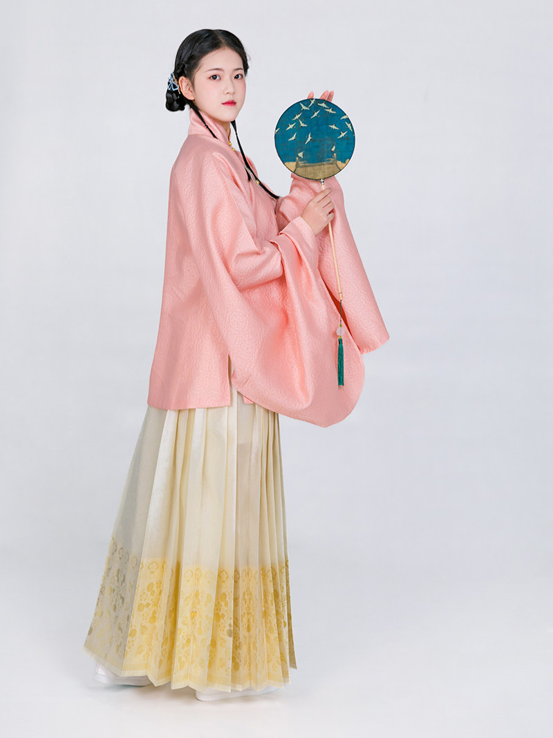 汉客丝路明制汉服定制 五湖四海织金纱马面裙 平行褶 梯形褶 小梯