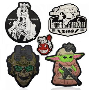 动漫背包贴章PVC夜光魔术贴章夜视头盔帽章印第安人战术头骨胶章