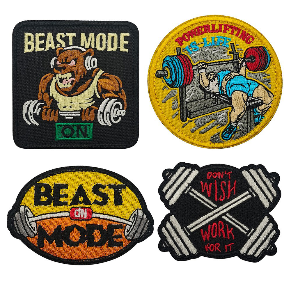 棒球服胸章健身哑铃举重魔术贴章