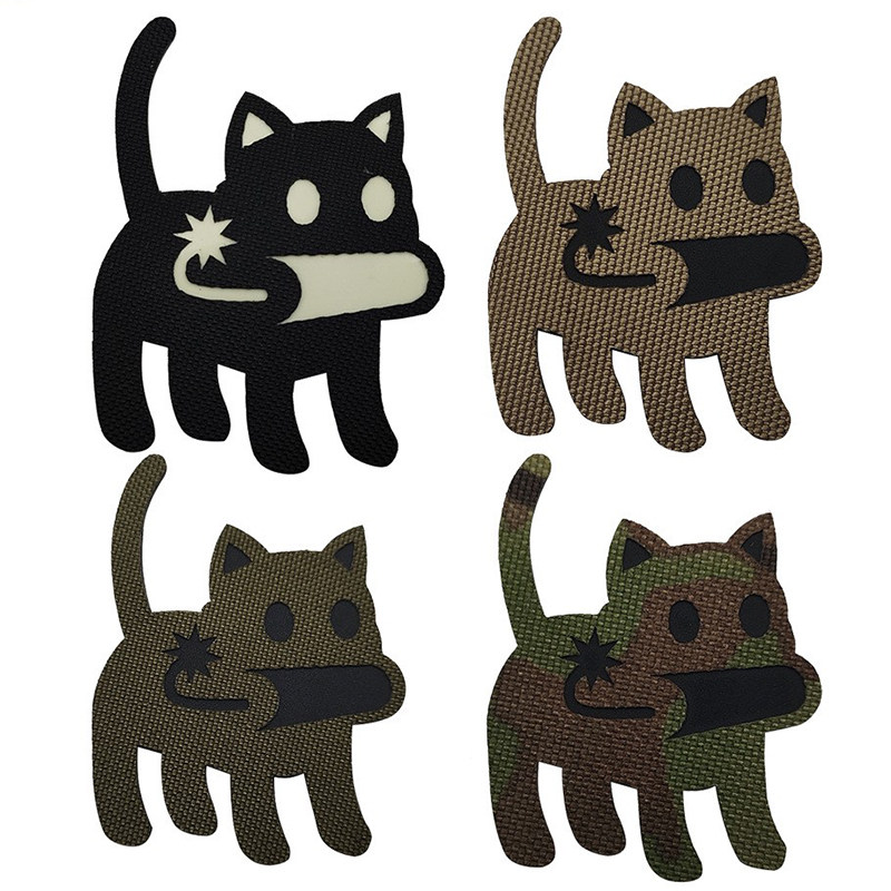 激光切割夜光趣味猫头IR臂章反光猫咪背包贴章迷彩服MC胸章朋克