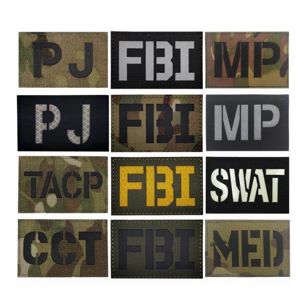 反光迷彩SWAT帽章FBI胸章夜光MED魔术贴章MC双肩包臂章英文反射片