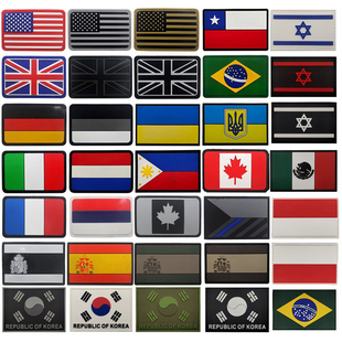 欧洲德国法国英国国旗魔术贴章美国加拿大PVC胶章俄罗斯背包贴章
