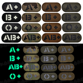 IR激光雕刻夜光魔术贴章个人血型识别章A 迷你反光帽章