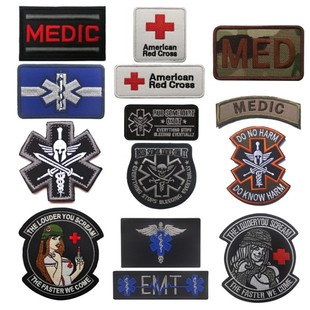 斯巴达头盔魔术贴章MED补丁EMT医疗救护臂章刺绣救援Medic PATCH
