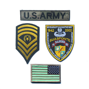 星条旗魔术贴章游骑兵徽章空降兵U.S.ARMY长条胸章美国国旗补丁