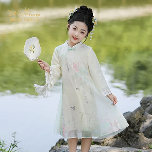 汪小荷儿童旗袍女童中国风秋季2024新款中式改良汉服女孩连衣裙