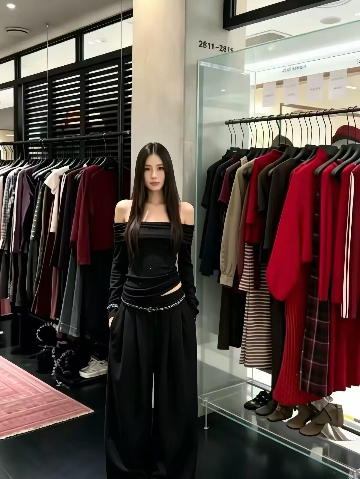 辣妹两件套女韩版纯欲显瘦一字肩钉珠上衣+阔腿裤时髦设计感套装