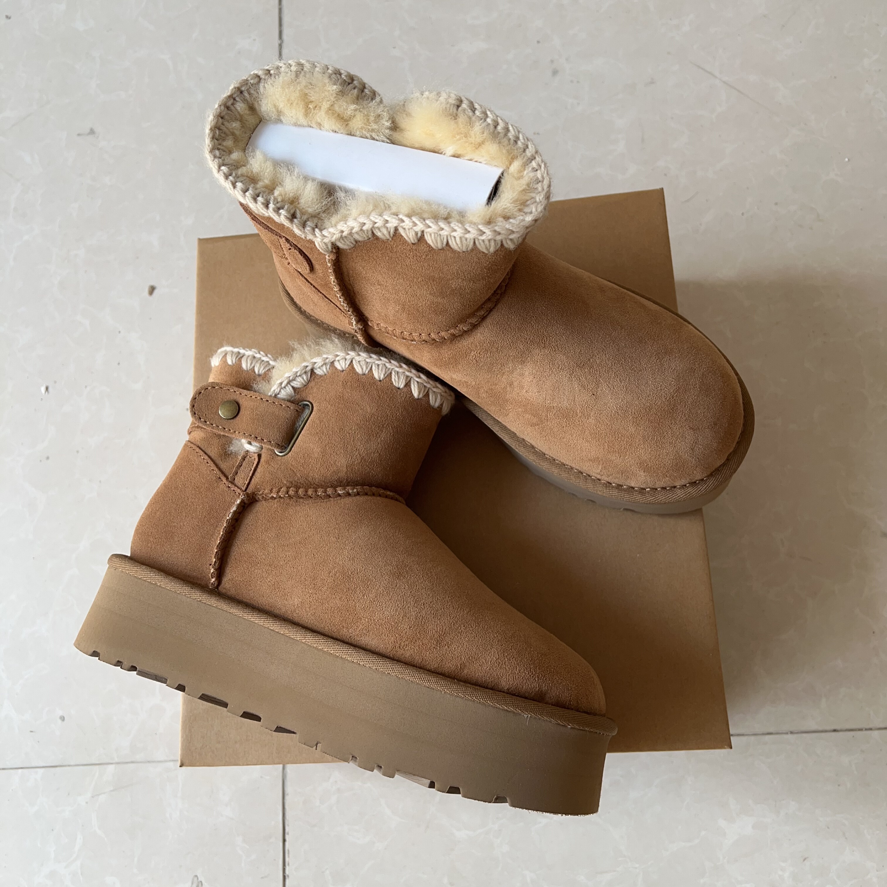 羊皮毛一体2026新款雪地靴女款冬季厚底扣带编织短筒东北保暖棉鞋,女鞋,时尚雪地靴,淘宝优惠券,粉丝福利购,淘宝优惠卷