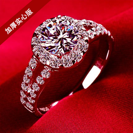 正品pt950铂金莫桑石戒指女款