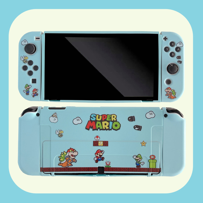 超级马里奥switch任天堂OLED保护壳分体壳配件软套潮酷男卡通底座