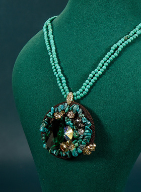 天然绿松石玛瑙夸张个性吊坠