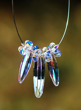 纯银饰品水滴花朵吊坠锁骨链