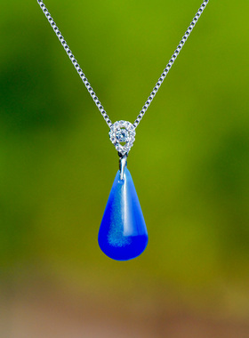 忆奴娇岛屿云烟吊坠蓝色水滴饰品