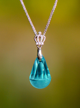 碧玉纯银饰品水滴锁骨链百搭吊坠