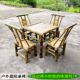 休闲天然楠竹餐桌椅组合正方形商用餐厅竹桌竹椅乡村田园户外庭院