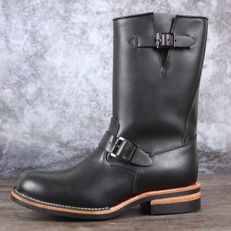 工程师靴高筒皮靴加厚真皮摩托靴