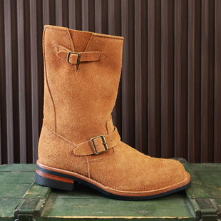 翻毛牛皮固特异手工美式复古工程师靴加厚真皮高筒皮靴摩托机车靴