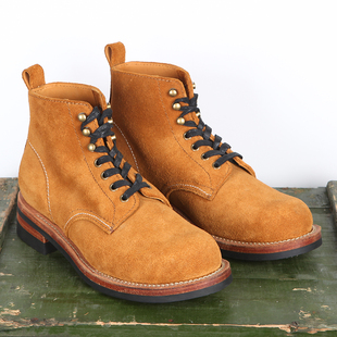 复古休闲高帮翻毛牛皮工装靴大逃亡马丁靴手工固特异真皮沙漠靴男