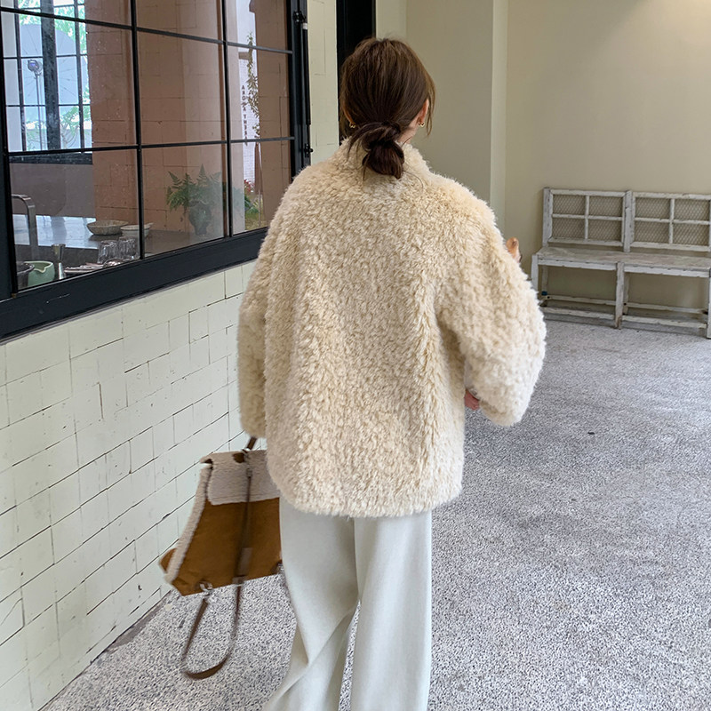 现货保暖羊羔毛皮毛一体外套女短款159-724P165K248,女装短外套,浙宝159